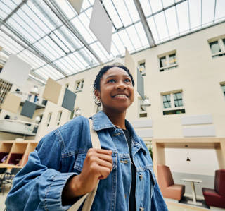 VT student in Atrium